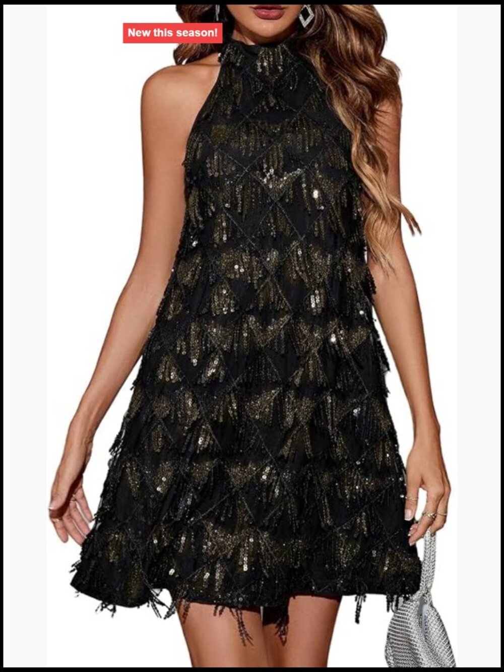 Sequin Sparkly Halter Mini Dress Sleeveless Club Party